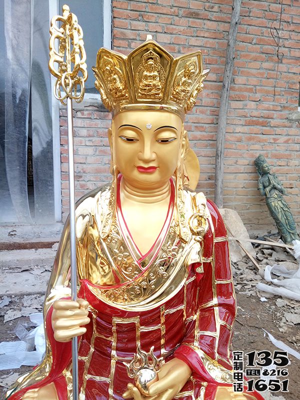 戶外景區玻璃鋼漆金地藏王雕塑 戶外景區玻璃鋼漆金地藏王雕塑